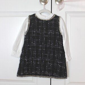 Tweed dress with long sleeve shirt